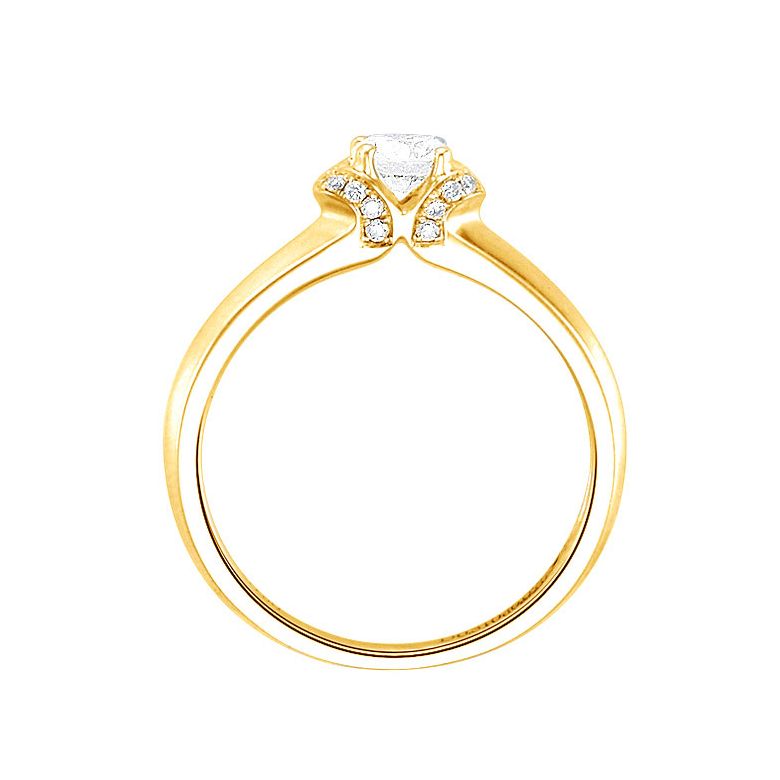 Solitaire bague en or jaune 18cts - 21 Diamants ronds 0.385ct - 3