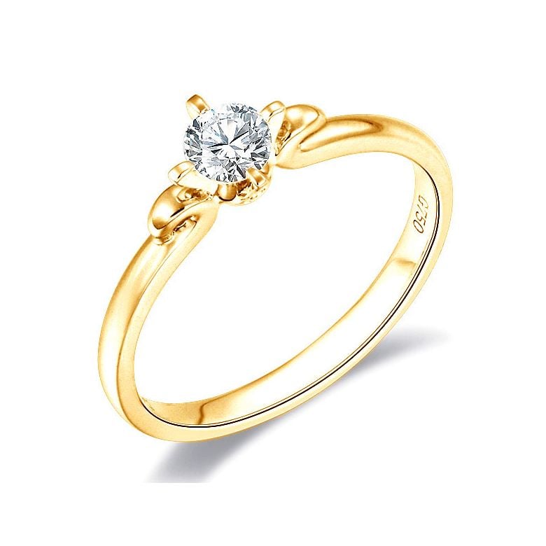 Solitaire or diamant - Bague fiancaille or jaune - Diamant griffes - 1