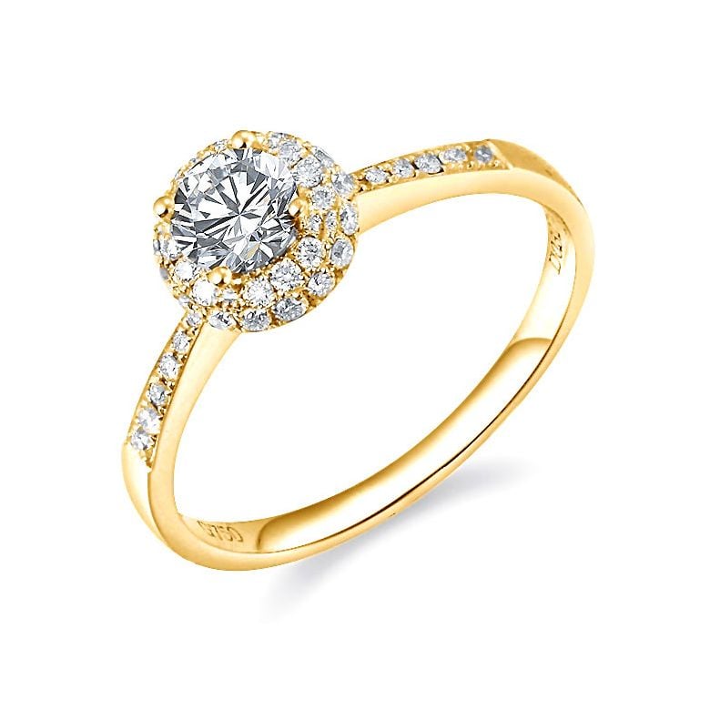 Solitaire en or jaune 18 carats - Bague fiancaille diamants 0.58ct | Gemperles - 1