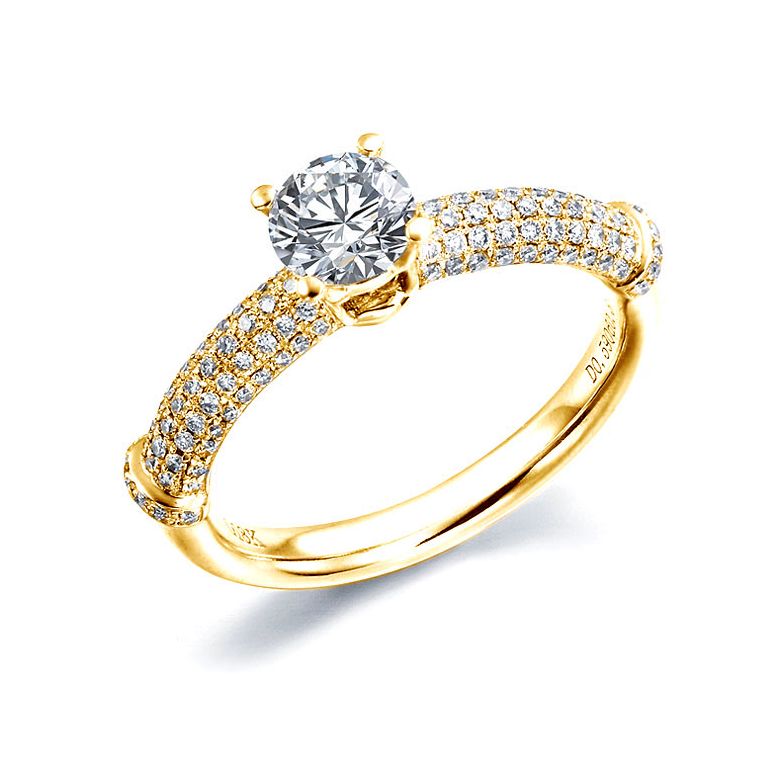 Solitaire Bambou Prestige - Bague en Or Jaune & Diamants 0.93ct | Gemperles - 1