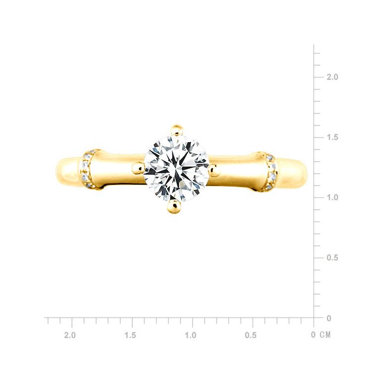 Bague Solitaire Bambou Végétal - Or Jaune & Diamants 0.54ct | Gemperles - 2