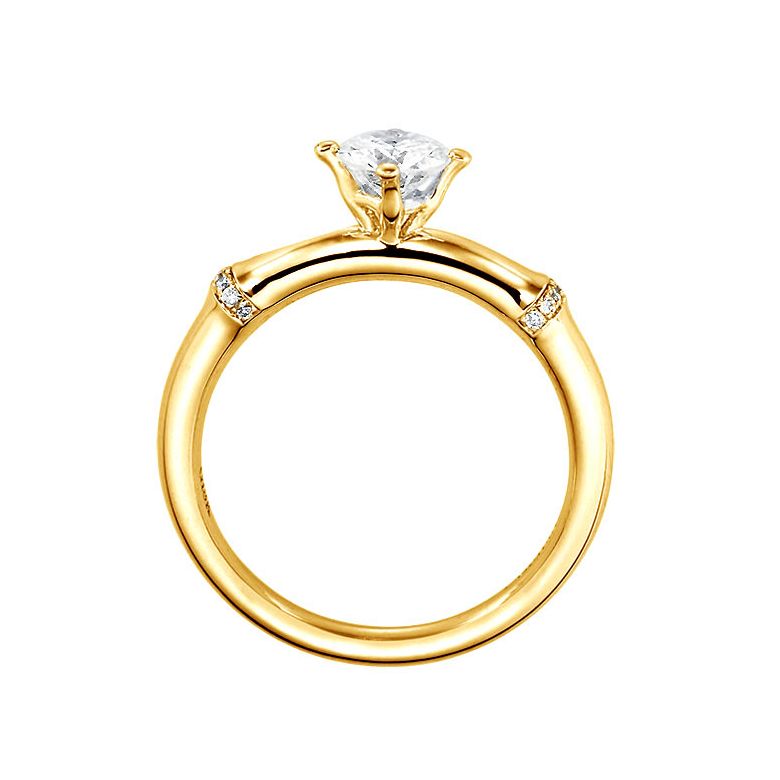 Bague Solitaire Bambou Végétal - Or Jaune & Diamants 0.54ct | Gemperles - 3