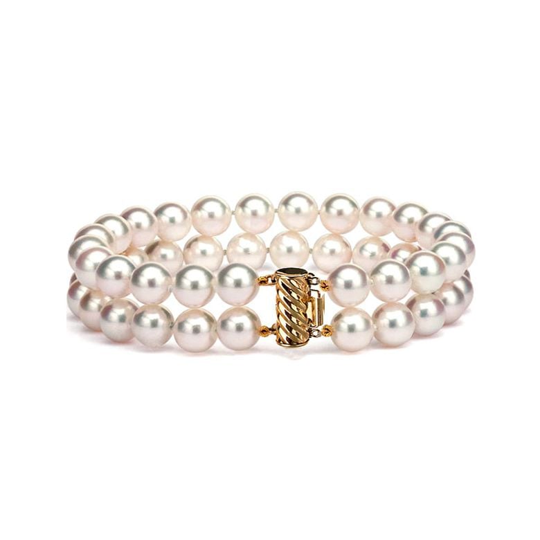Bracelet 2 rangs perles Akoya - Perle mer - Culture Japon - 6.5/7mm - 1