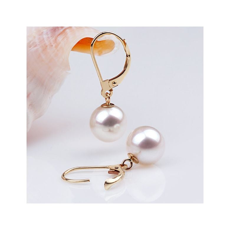 Boucles d'oreilles perles eau douce blanches - 8/8.5mm - GEMME - Or jaune - 2