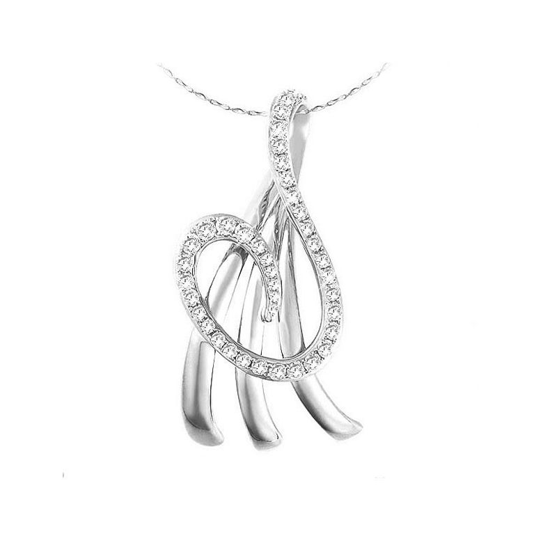 Pendentif marin en or blanc - Symbole du divin - Diamants 0.242ct - 1