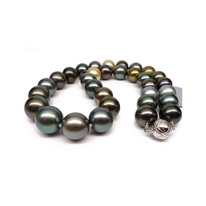 Collier en perles de Tahiti multicolores - Perle de culture - 12/14mm - 3