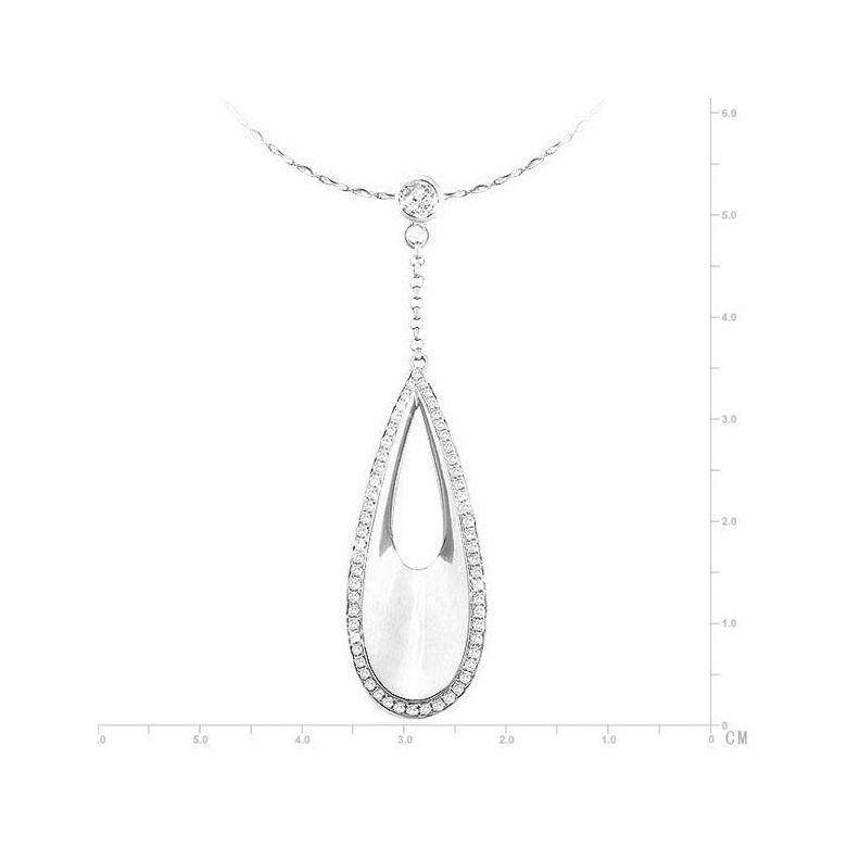 Pendentif goutte d'eau or blanc - Diamants clos et grains 0.439ct - 2