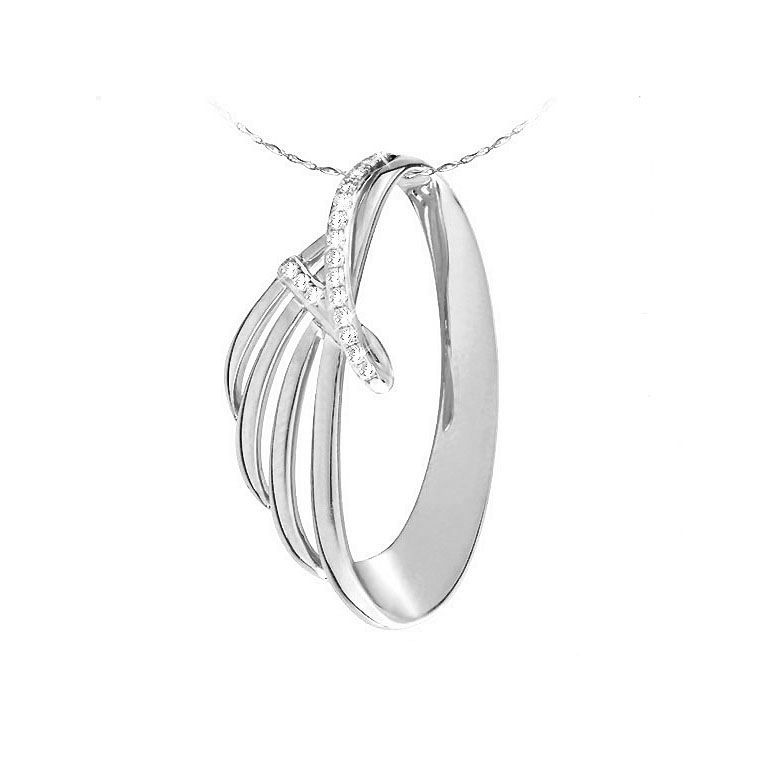 Pendentif océan or blanc diamants - Style contemporain forme écailles - 1