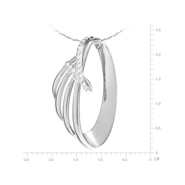 Pendentif océan or blanc diamants - Style contemporain forme écailles - 2