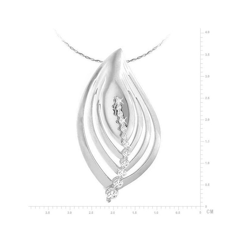 Pendentif feuille d'or blanc - Diamants 0.29ct - 2