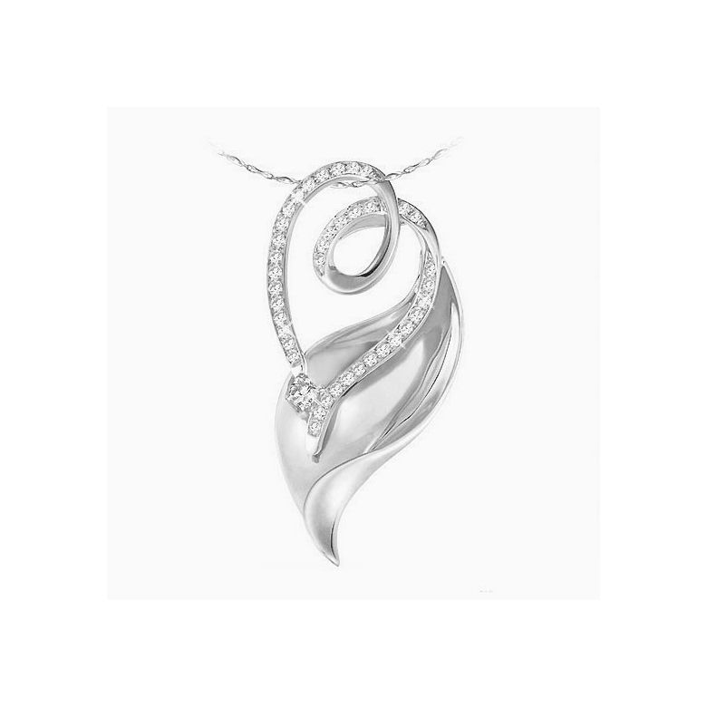 Pendentif diamants or blanc - Style sinueux - 1