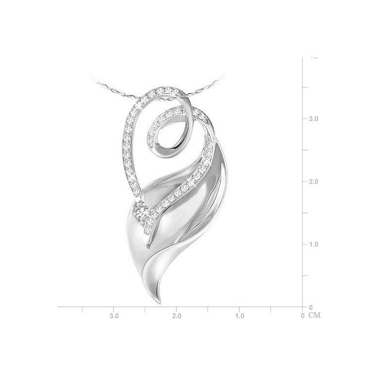 Pendentif diamants or blanc - Style sinueux - 2
