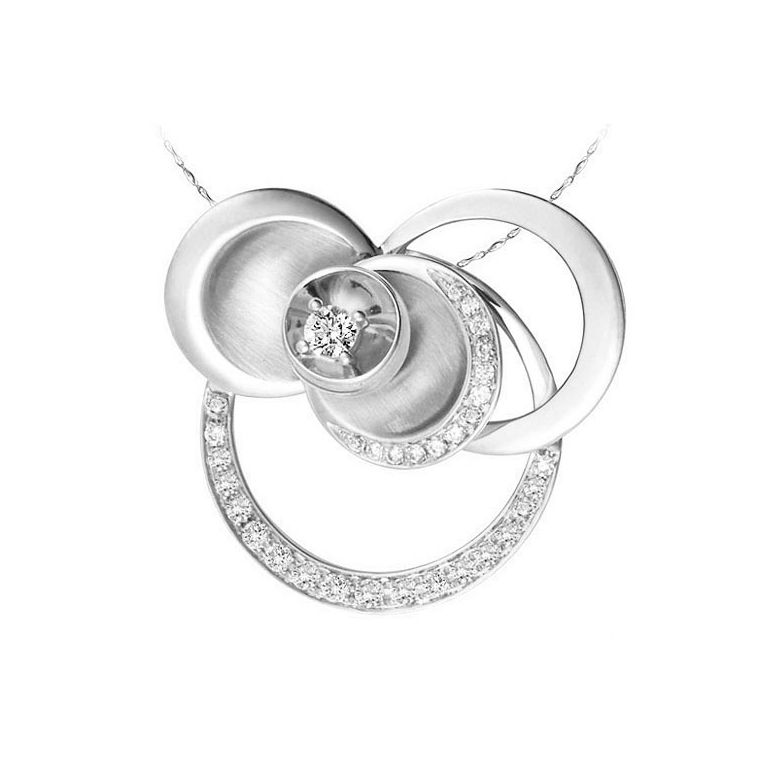 Mélange de courbes sinueuses formant un pendentif or blanc - Diamants - 1