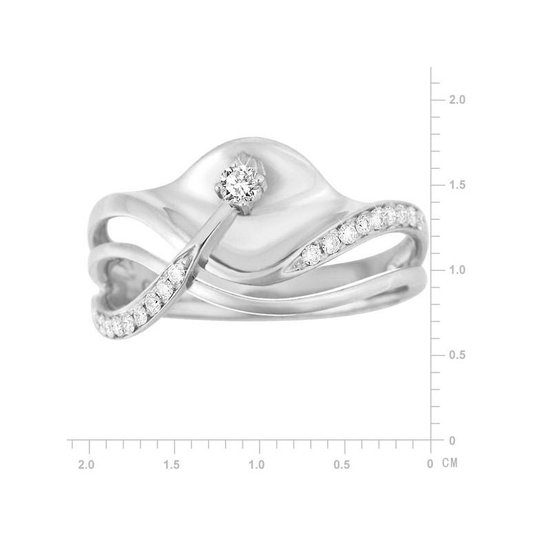 Bague or diamant - Or blanc 18 carats - Diamants 0.109ct - 3