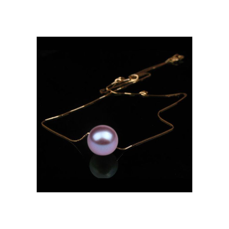 Collier pendentif perle lavande - Chaine or jaune - 2