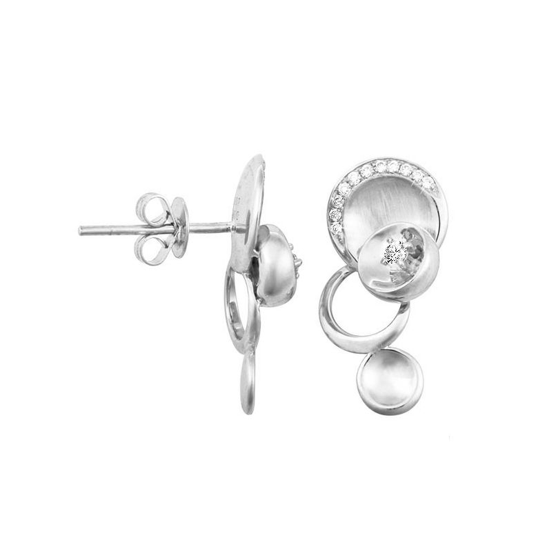 Boucles d'oreilles - Boucle diamant or blanc 18cts - Mélange raffiné - 1
