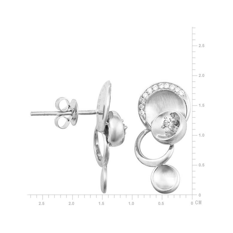Boucles d'oreilles - Boucle diamant or blanc 18cts - Mélange raffiné - 2
