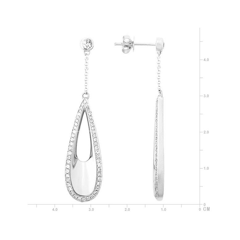 Boucles d'oreilles créatives type gouttes d'eau - Or blanc, diamants - 2