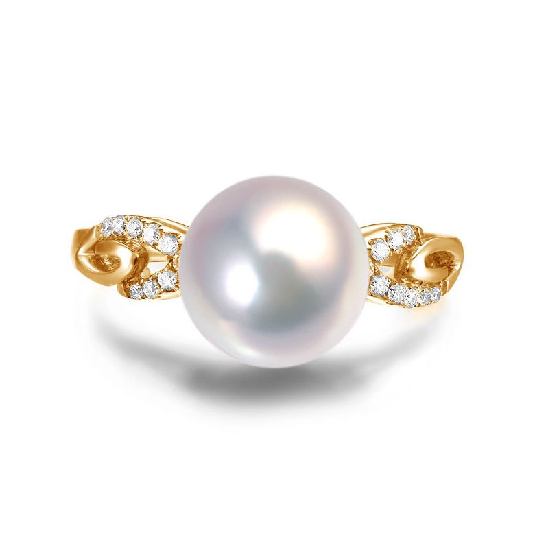 Bague du couple danseur - Perle eau douce - Or jaune 18cts, diamants - 2