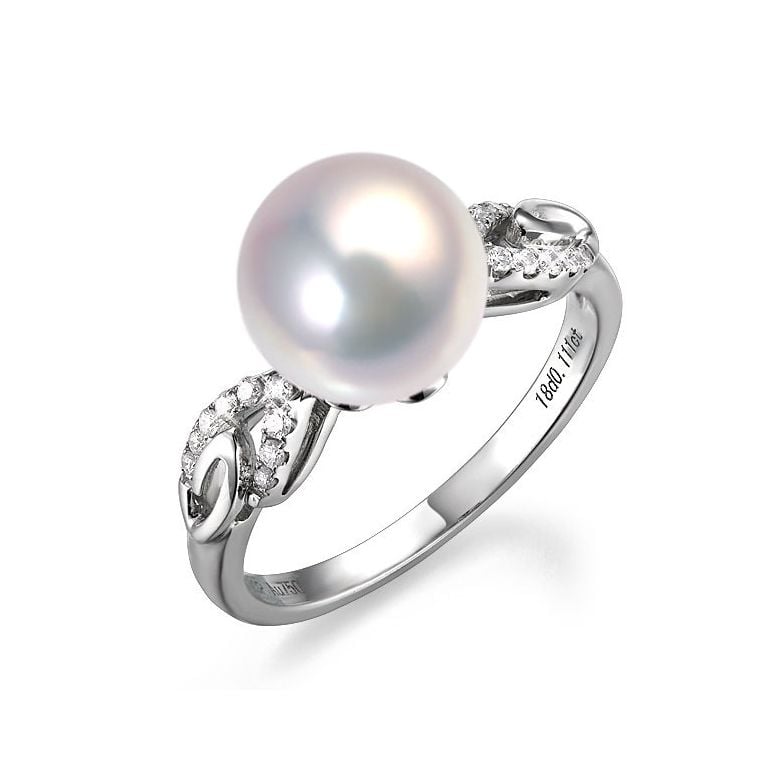 Bague du couple danseur - Perle eau douce - Or blanc 18cts, diamants - 1