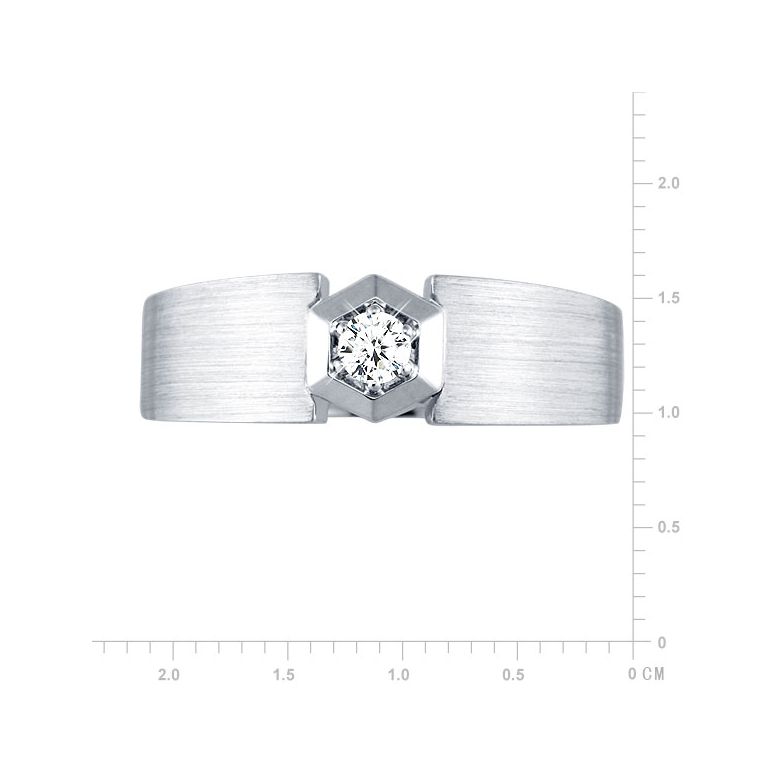 Bague Hommes en Or blanc et sertie d'un Diamant taille brillant | Capitaine - 2