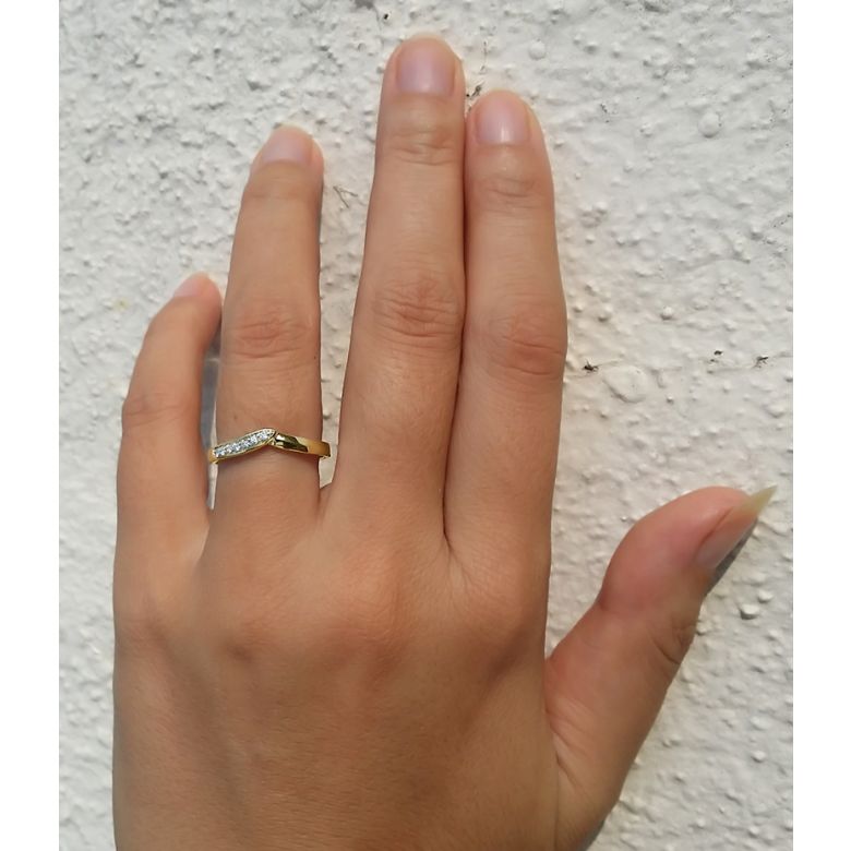 Alliance de mariage femme - Or jaune - Diamant - 3