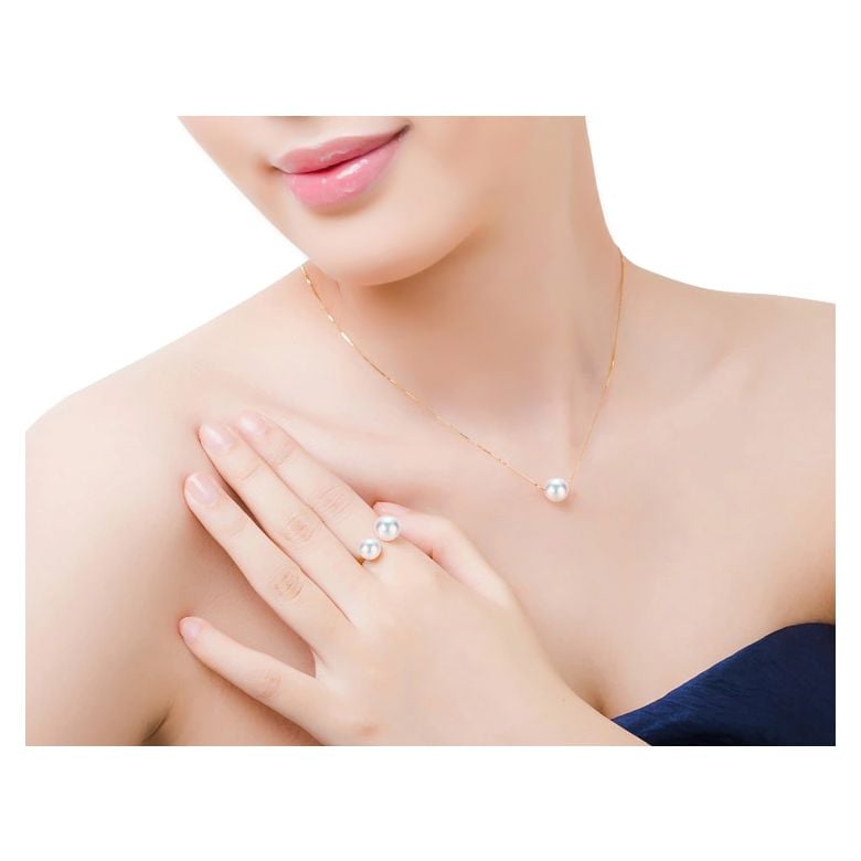 Collier pendentif perle blanche 8.5/9mm - Chaine or jaune - 3