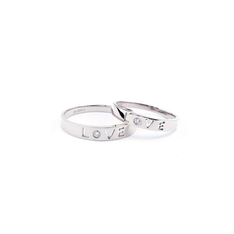 Alliances Love - Alliances Duo platine - Diamants - 2