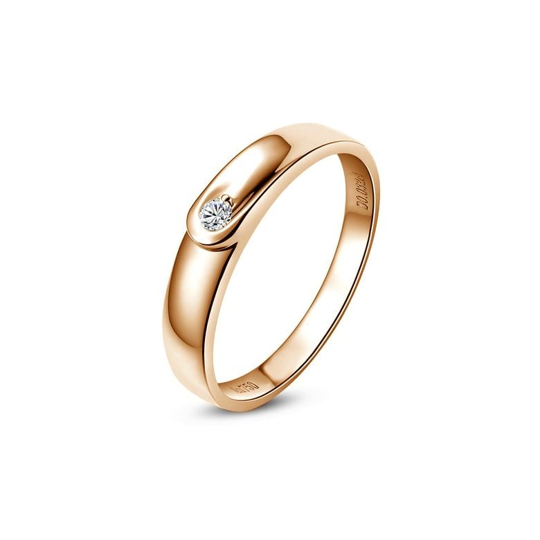 Alliance diamant et or rose - Anneau Femme - 1