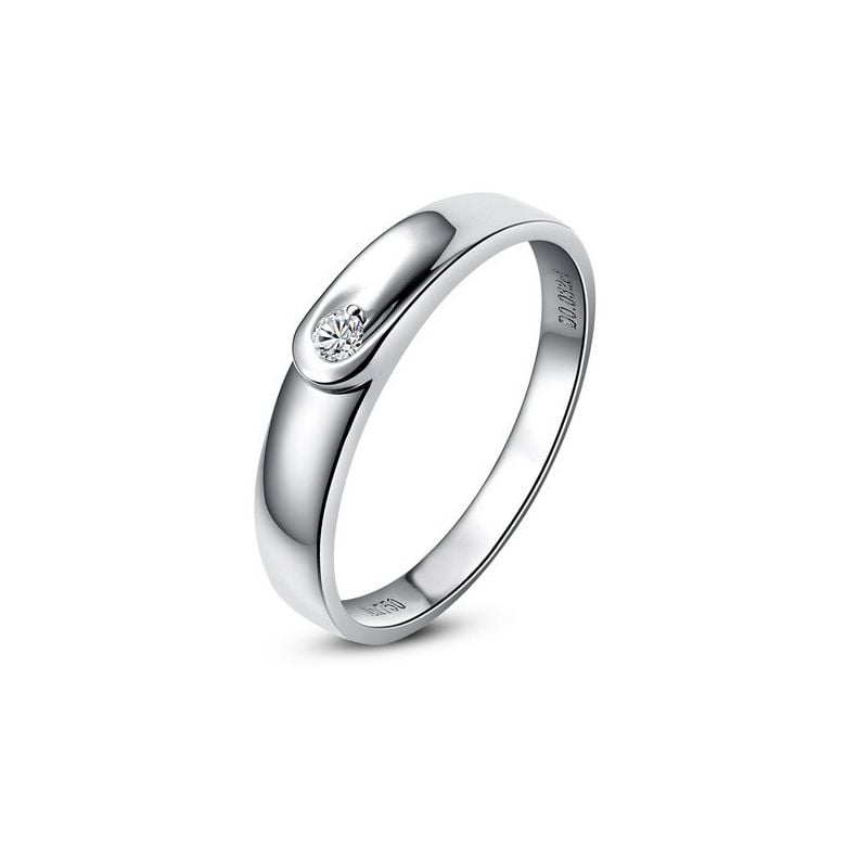 Alliance diamant et or blanc - Anneau Homme - 1