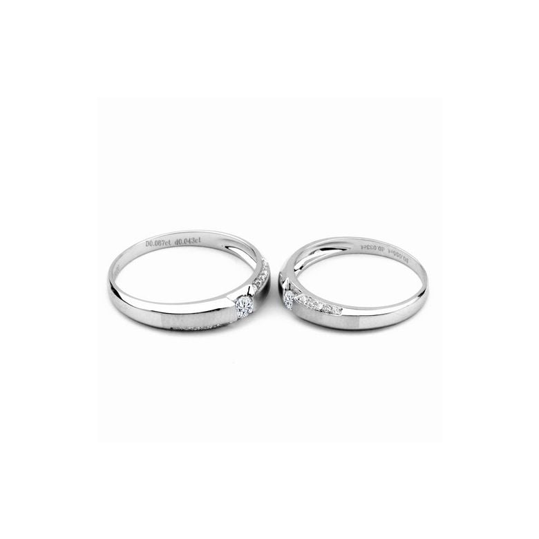 Achat alliances mariage - Alliances Solitaires Duo - Or blanc, diamants - 2