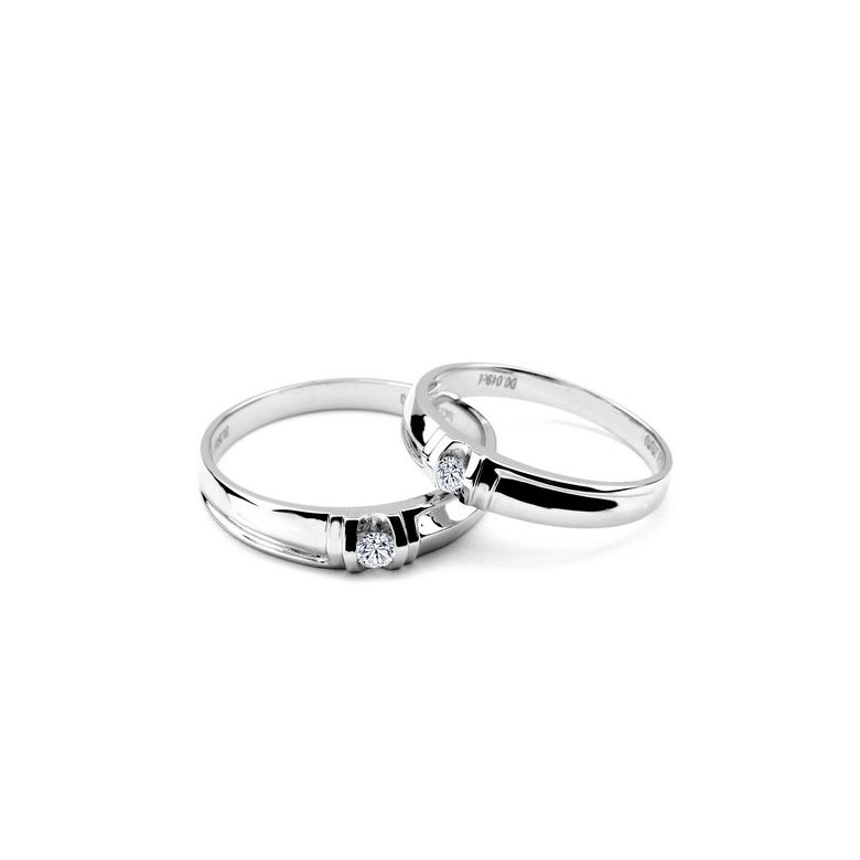 Alliances solitaires sophistiqués. Alliances duo. Platine, Diamants | Constance & Schubert - 2