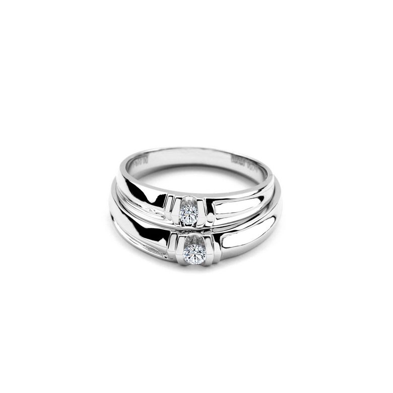 Alliances solitaires sophistiqués. Alliances duo. Platine, Diamants | Constance & Schubert - 3