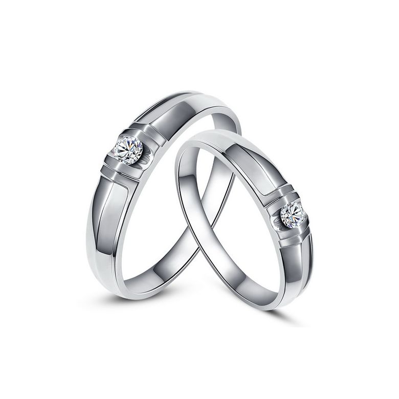 Alliances solitaires sophistiqués. Alliances duo. Platine, Diamants | Constance & Schubert - 1