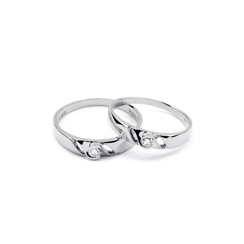 Bijoutier alliance de fiançaille - Alliance Femme diamant - Platine - 2