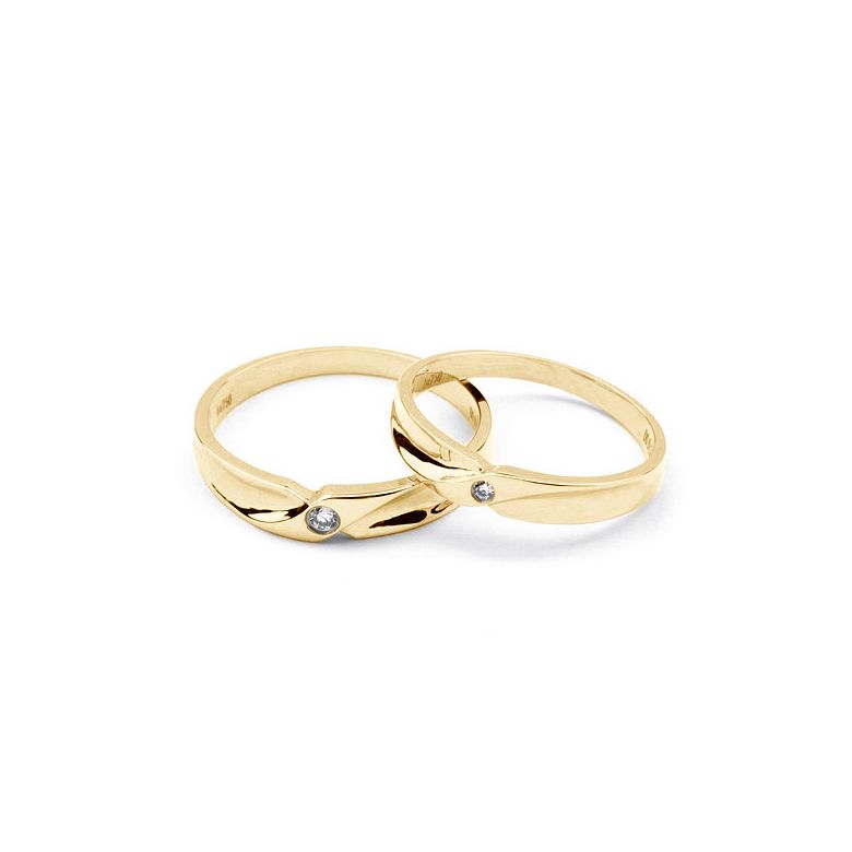 Alliance originale or jaune - Alliance Couple - Diamant - 3