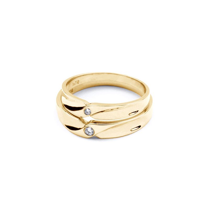 Alliance originale or jaune - Alliance Couple - Diamant - 2