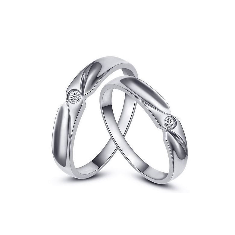 Alliance originale or blanc - Alliance Couple - Diamant - 1