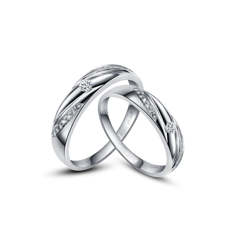 Alliances Étoiles - Alliances or blanc diamants - Alliances Duo - 1