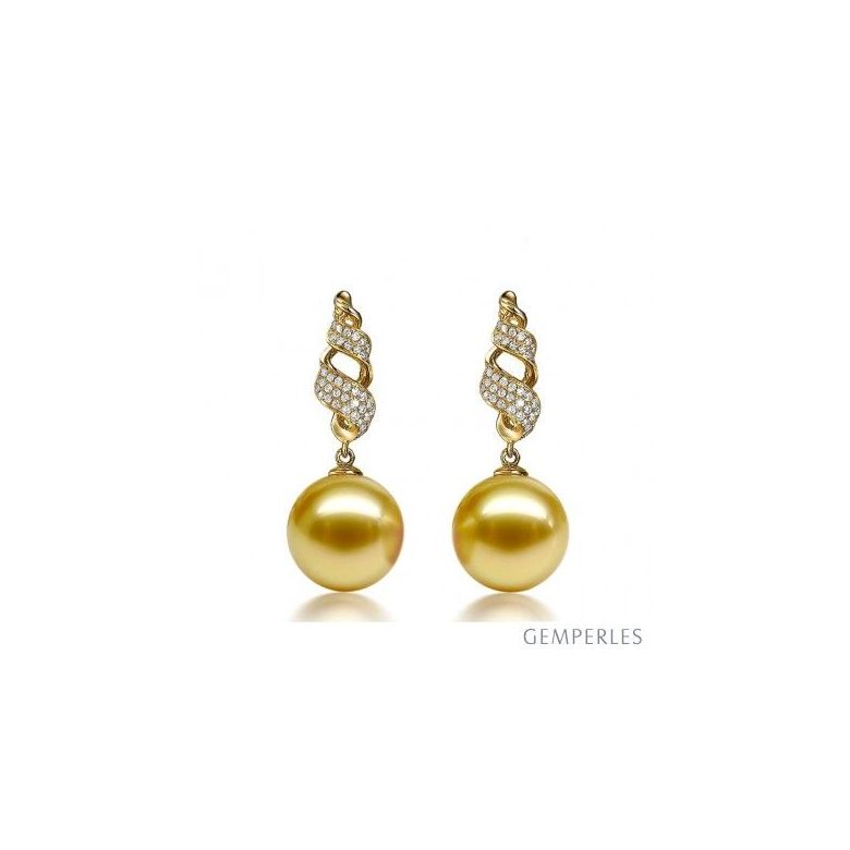 Boucles d'oreilles lignes tourbillonnantes - Pendant perle d'Australie - 1