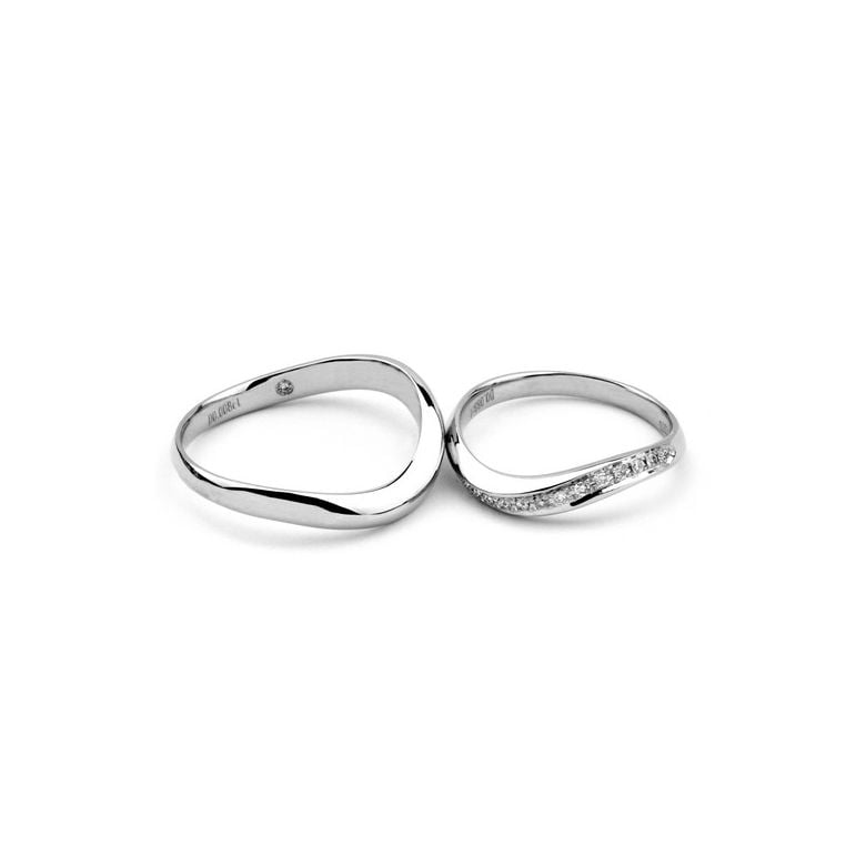 Alliances ondulées platine - Alliances Duo avec diamants - 2