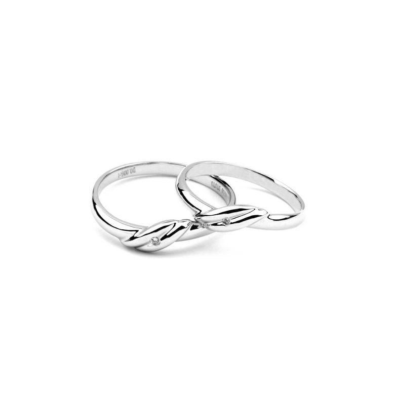 Bijou alliance mariage - Alliance Femme - Or blanc - Diamant - 2
