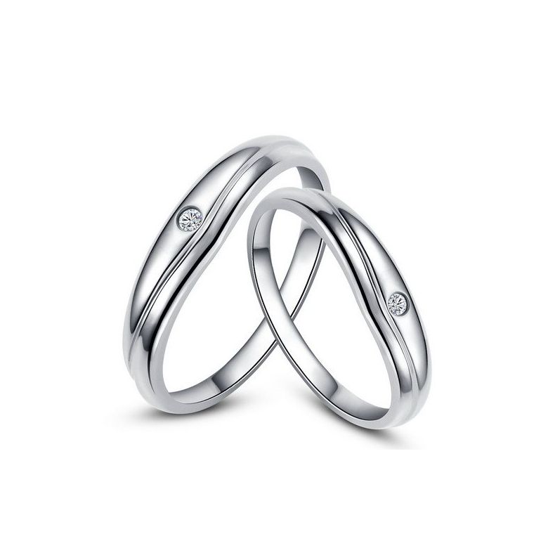 Modèles alliances mariage - Alliances duo classiques - Platine, diamants - 1