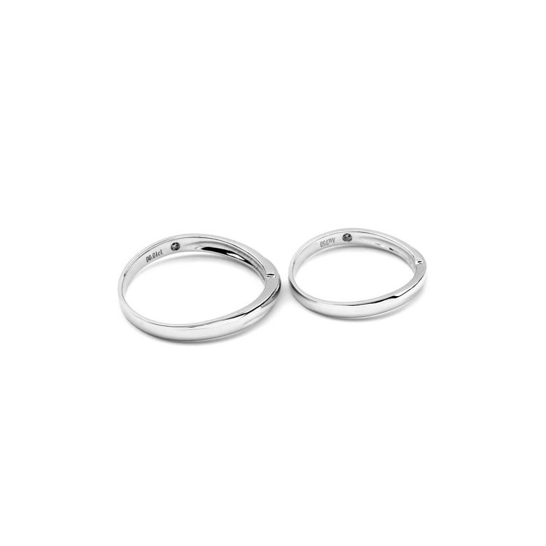 Alliance bijou mariage - Alliance Femme - Or blanc 18cts - Diamant - 2