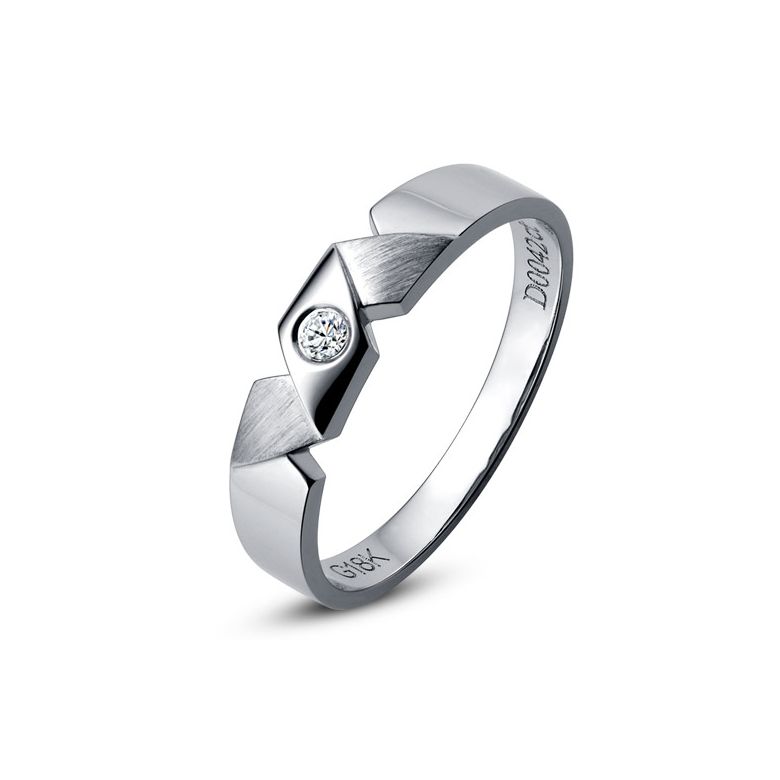 Alliance Homme moderne. Style géométrique. Or blanc, diamants - 1