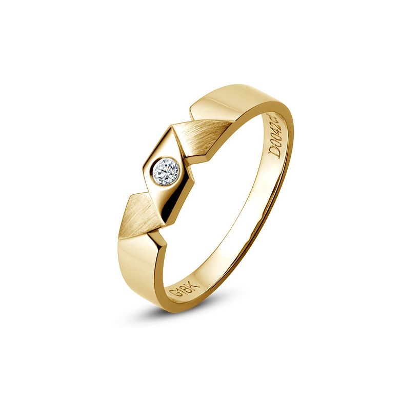 Alliance Homme or, diamants. Style morderne et géométrique - 1