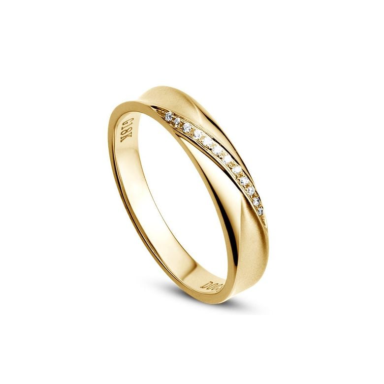 Alliance Femme en or jaune. Sertissage diamants 0.029ct - 1
