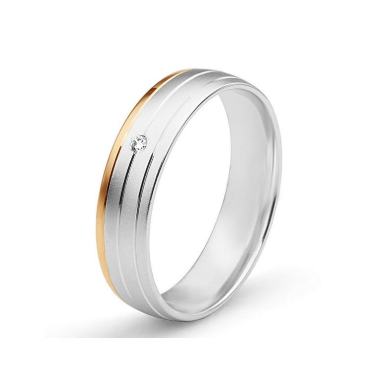 Alliance de prestige bicolore - 2 ors, diamant - Madame - 1