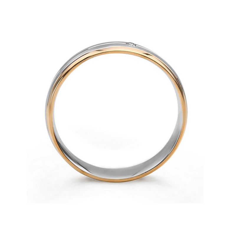 Alliance de prestige bicolore - 2 ors, diamant - Madame - 4