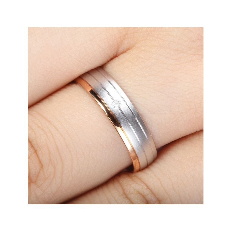 Alliance de prestige bicolore - 2 ors, diamant - Madame - 2